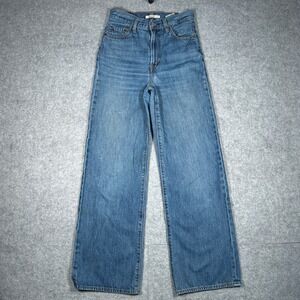 Levi's Denim Jeans Womens 26x32 Blue Ribcage Straight High Rise Wide Leg Casual